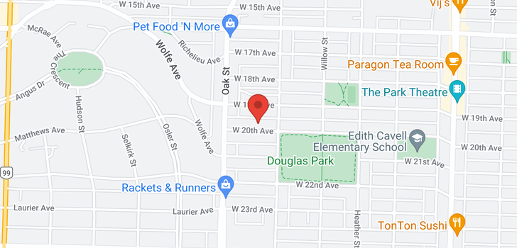 map of 935 W 20TH AVENUE